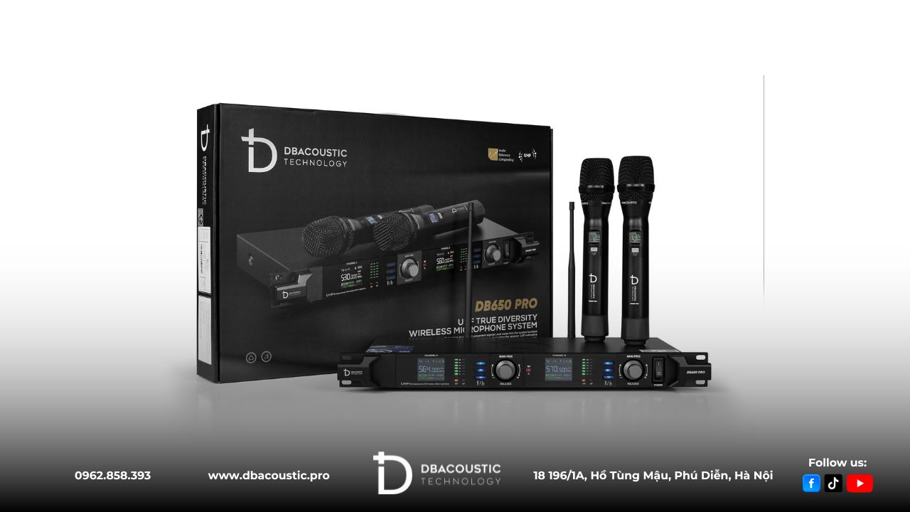 Mic không dây DBacoustic DB650 PRO sở hữu ngoại hình cực kỳ chuyên nghiệp
