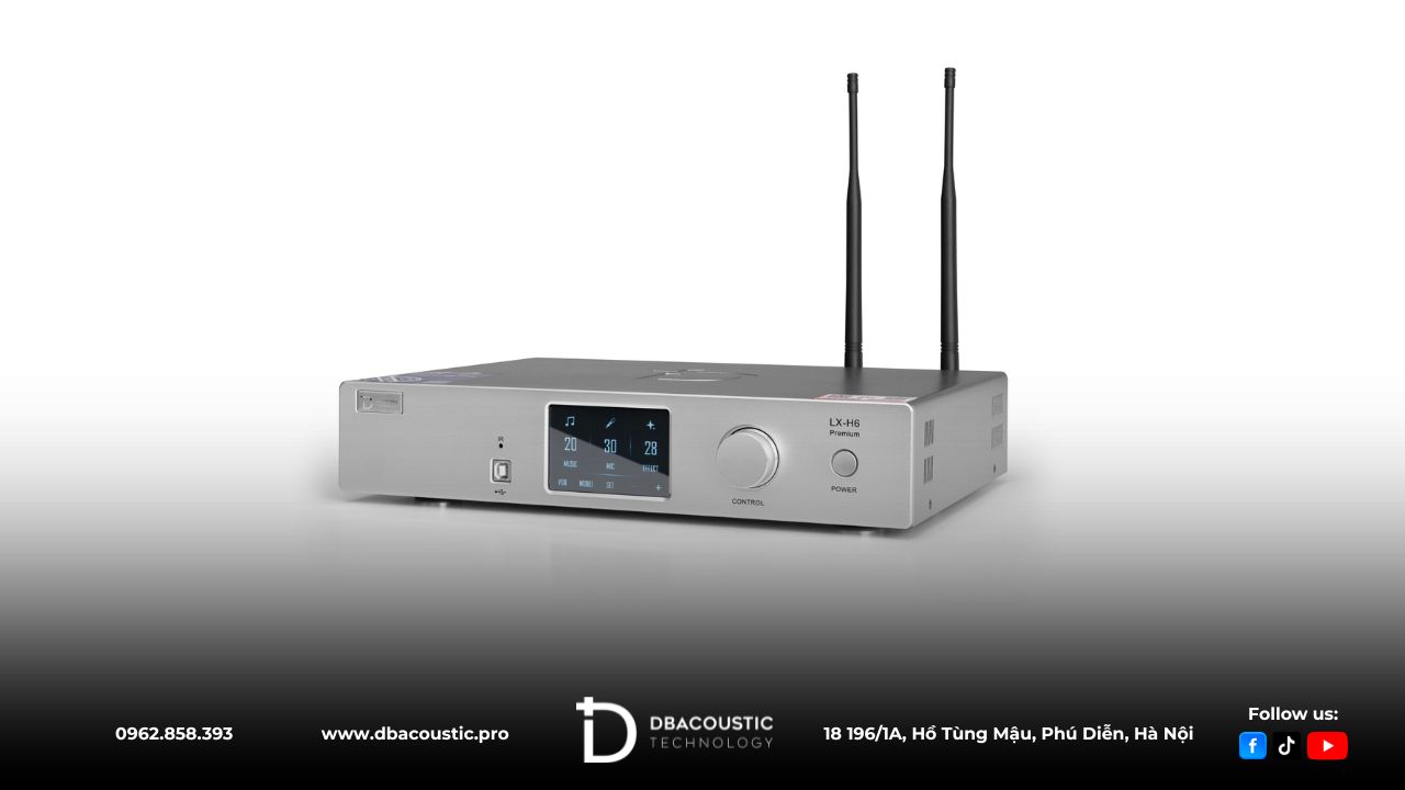 Amply 3 trong 1 DBacoustic LX-H6 Premium sở hữu mặt trước tiện dụng.