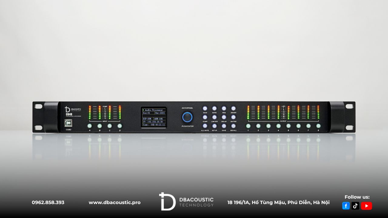 Crossover DBAcoustic CD48 nổi bật với phần mặt trước đa dụng