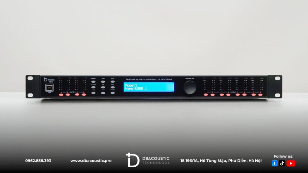 Crossover DBAcoustic CR4.8 là bộ xử lý DSP 4 đầu vào và 8 đầu ra