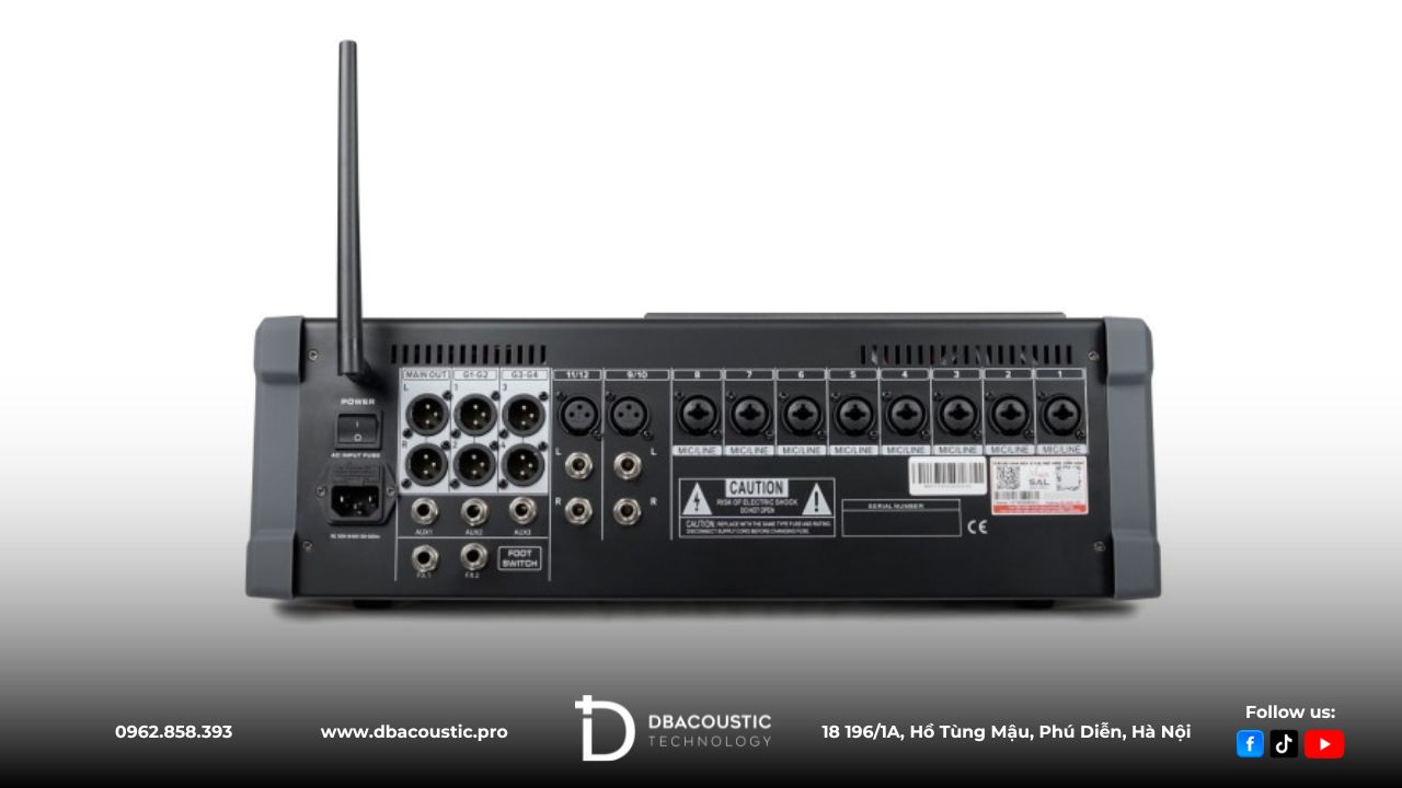 Mixer DBAcoustic MFX12 có thể ghép nối với nhiều thiết bị khác nhau