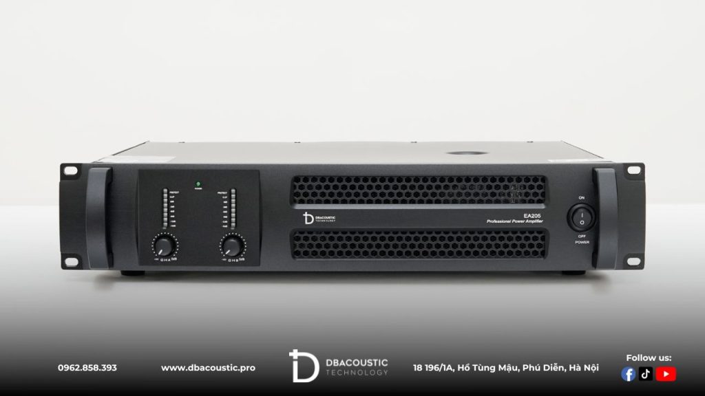 DBAcoustic EA205 là dòng đẩy công suất giá rẻ, dùng trong karaoke gia đình, sự kiện nhỏ,...