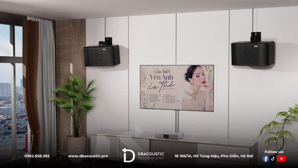Loa karaoke DBAcoustic KSX-10 phối cảnh không gian thực.