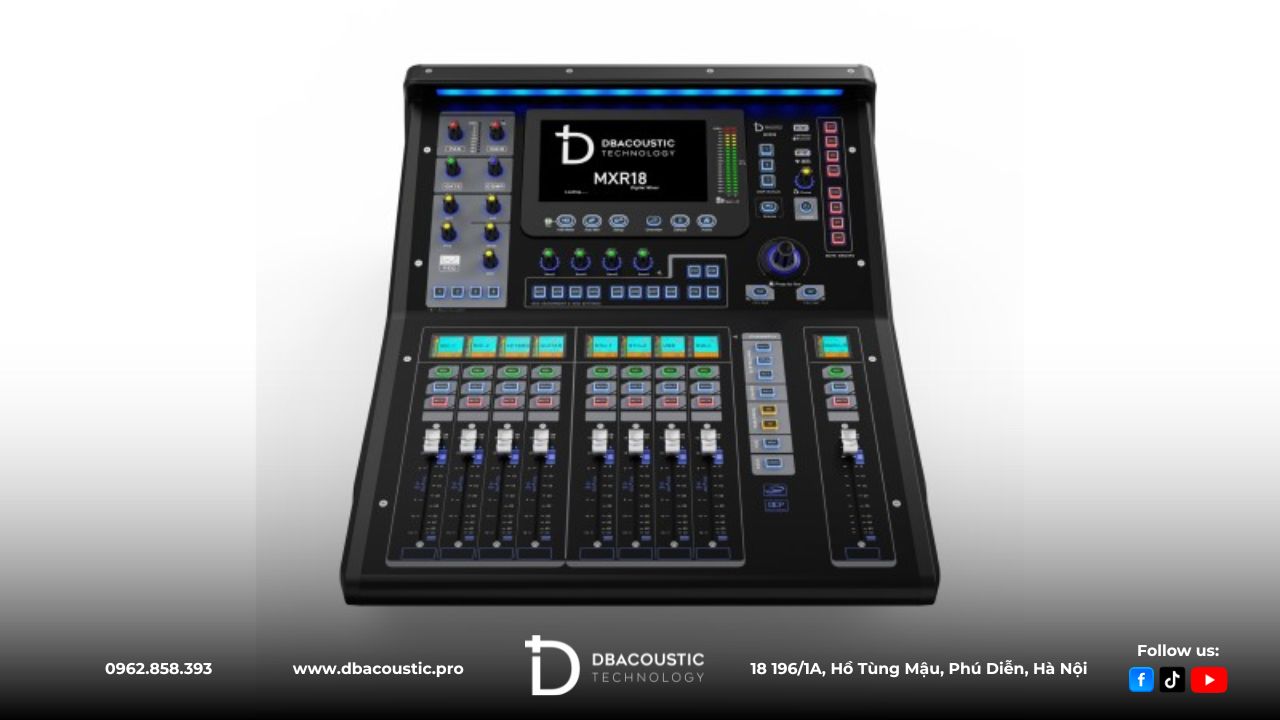 Mixer DBAcoustic MXR18 sử dụng chip xử lý DSP lõi SIMD thế hệ 4, cho khả năng xử lý chính xác với độ trễ cực thấp <3.3ms