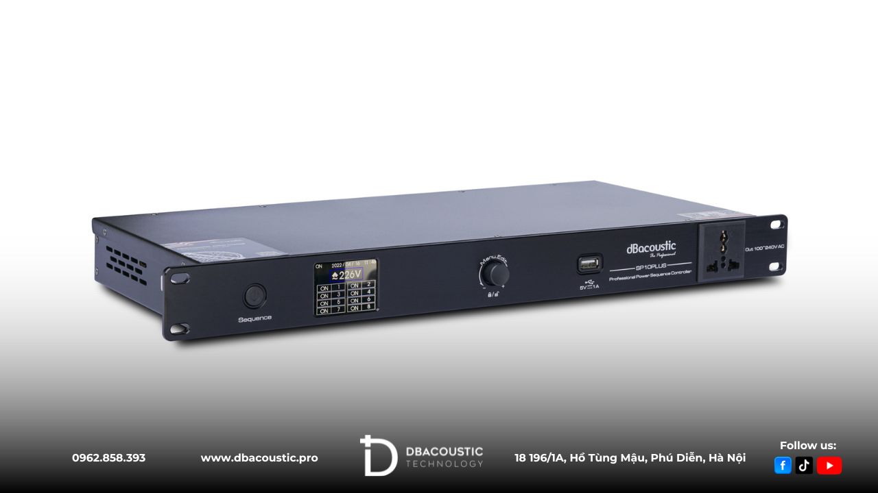 Quản lý nguồn DBAcoustic SP10 Plus phù hợp cho các phòng karaoke kinh doanh, dàn âm thanh biểu diễn, hội trường