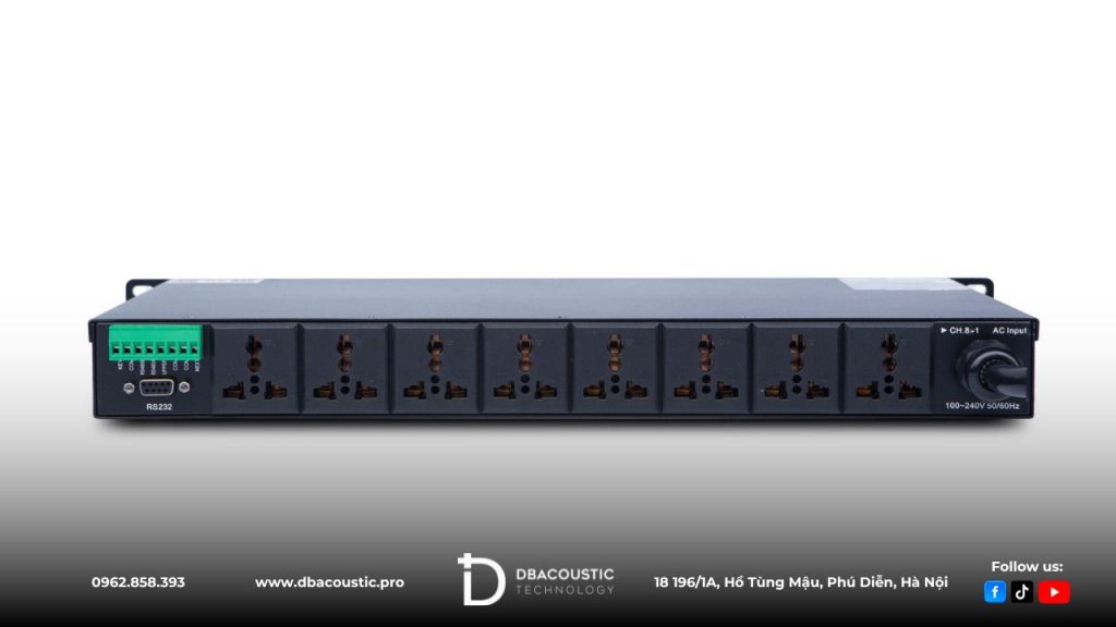 Quản lý nguồn DBAcoustic SP10 Plus trang bị 8 cổng cắm phía sau