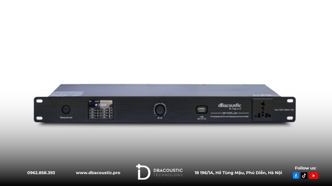 DBAcoustic SP10 Plus có màn hình hiển thị rõ ràng các thông số hoạt động