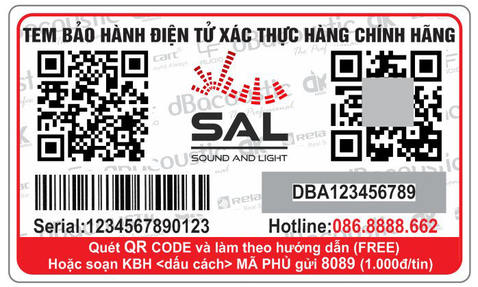 Tem bảo hành theo mã QR của DBAcoustic