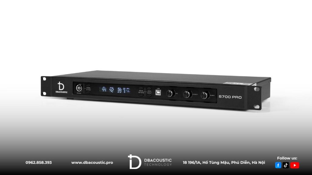 Vang số DBAcoustic S700 PRO  đáp ứng cả nhu cầu karaoke lẫn nghe nhạc với chất âm sạch, mượt và cân bằng.