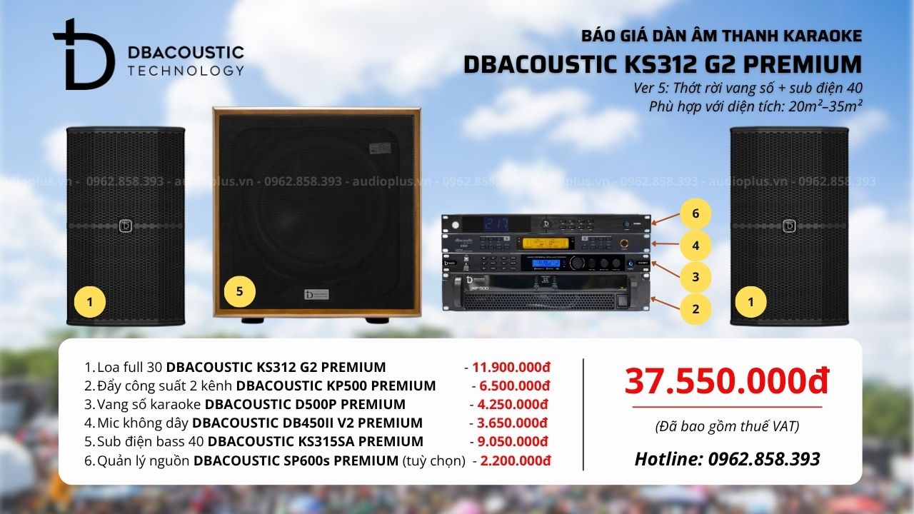 Cấu hình 5 bộ dàn karaoke DBacoustic KS312 G2 Premium