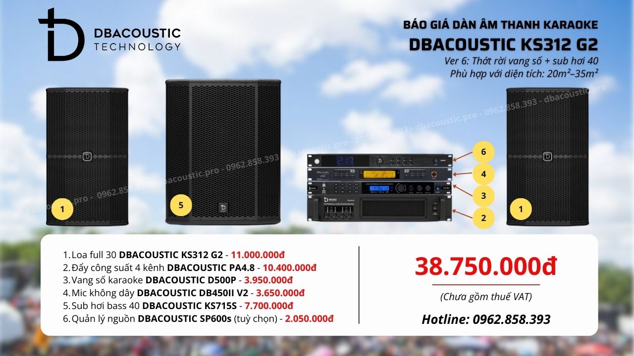 Cấu hình 6 bộ dàn karaoke DBacoustic KS312 G2