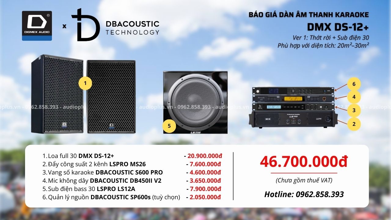 Cấu hình 1 bộ dàn karaoke DMX DS12+