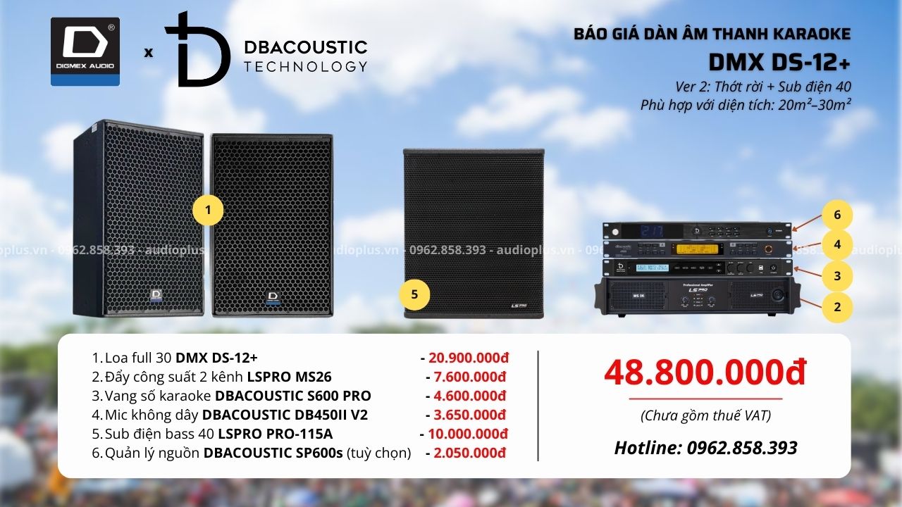 Cấu hình 2 bộ dàn karaoke DMX DS12+
