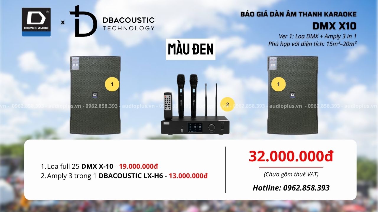 Bộ dàn karaoke DMX X10 cấu hình 1 amply màu đen