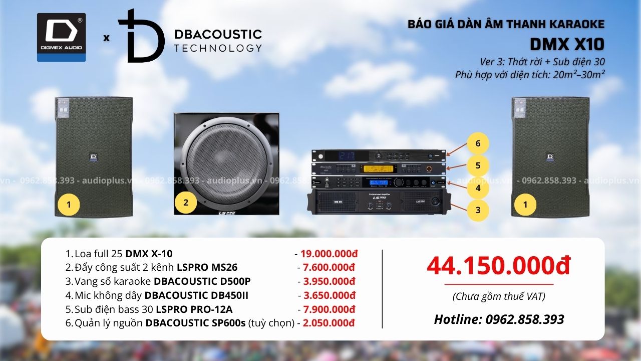 Cấu hình 3 bộ dàn karaoke DMX X10