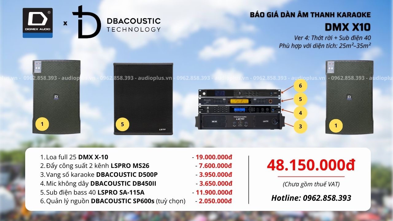 Cấu hình 4 bộ dàn karaoke DMX X10