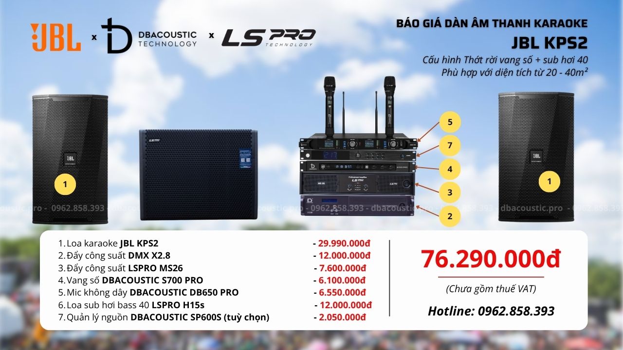 Cấu hình bộ dàn JBL KPS2 sử dụng sub hơi 40