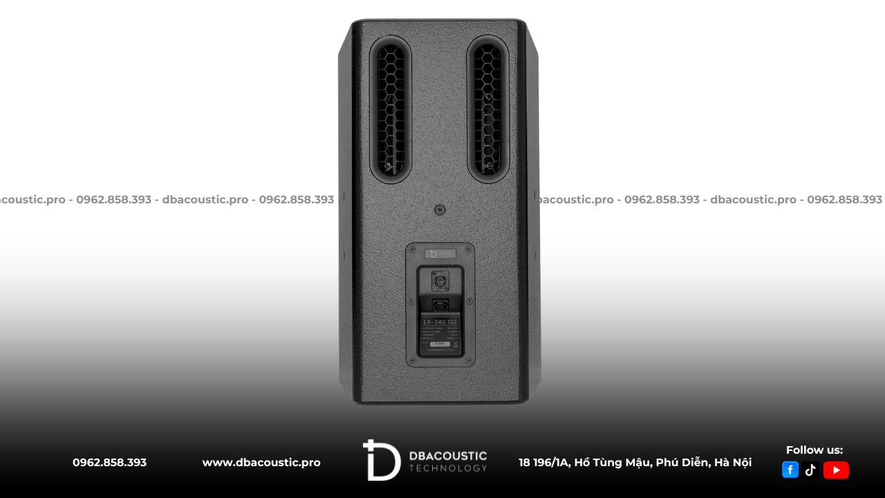 Mặt sau của loa karaoke DBacoustic LX-S82 G2 trang bị thêm các lỗ thông hơi